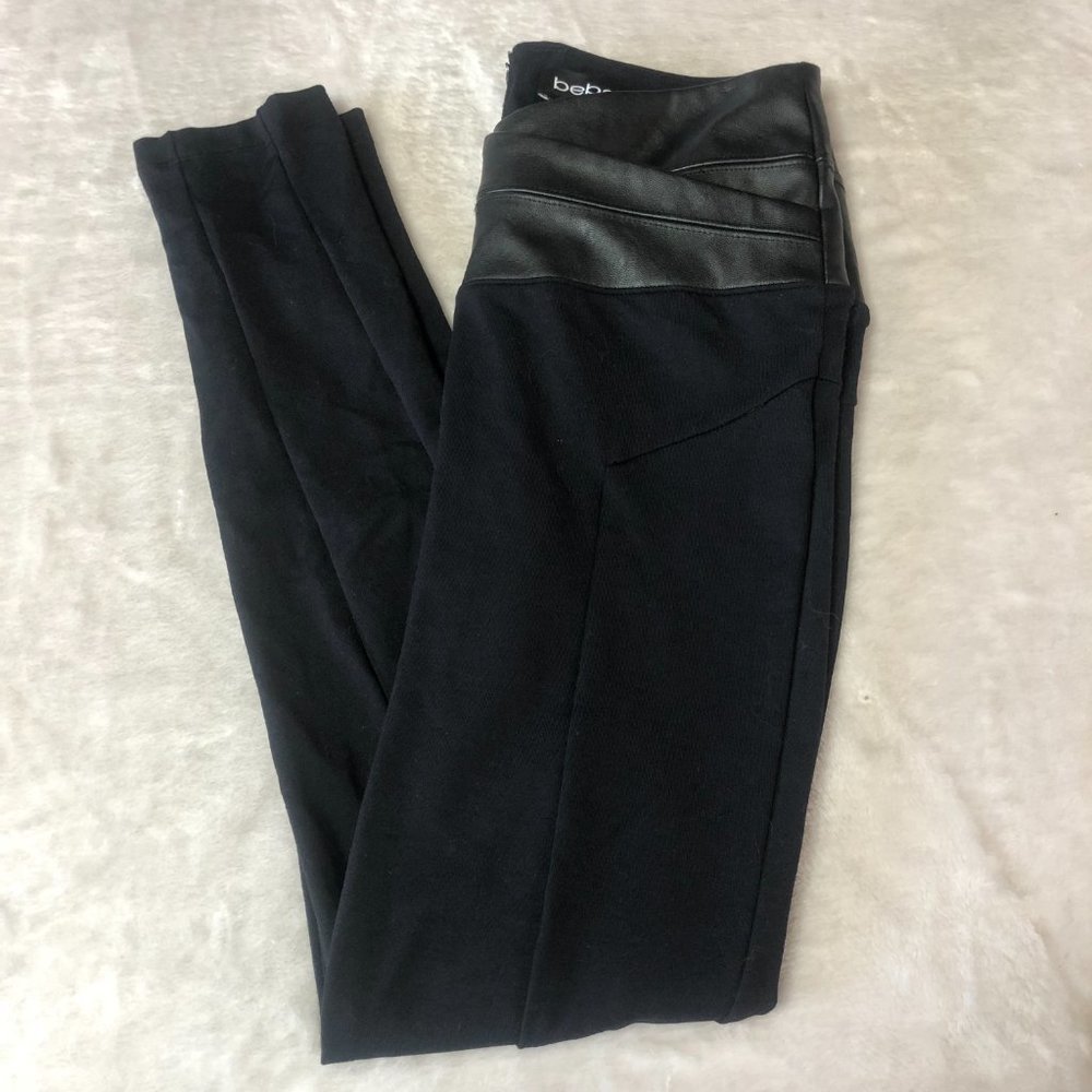BEBE Faux Leather Waist Leggings Size XS